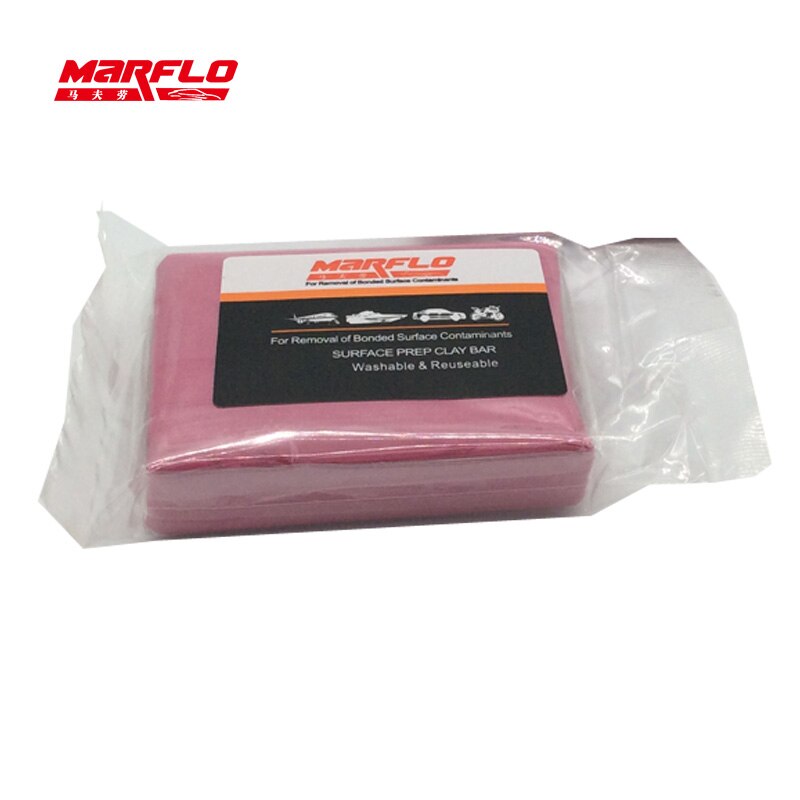 Marflo magic clay bar light cutting grade pink 200g auto bil lak pleje rengøring detaljer vask konge før bil styling