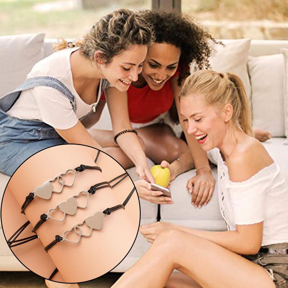 2/3/4/5Pcs Sister Card Bracelet Steel Heart-shaped Good Friend Bracelet Birthday Symbol Of Friendship