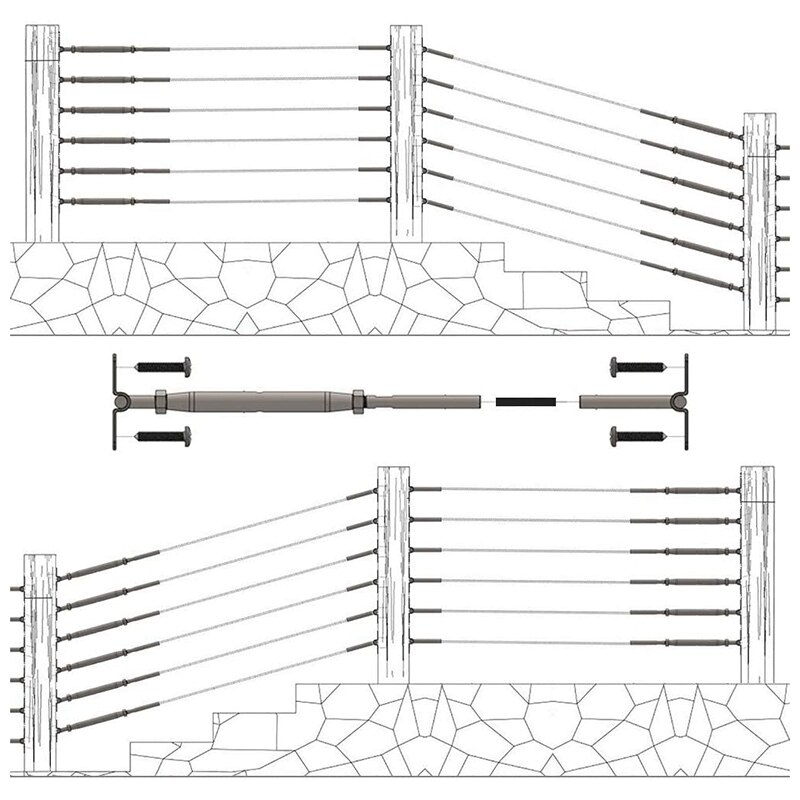 12 Pack T316 Stainless Steel Cable Railing Kits Fit 1/8Inch Stainless Steel Wire Rope Cable for Cable Railing Systems