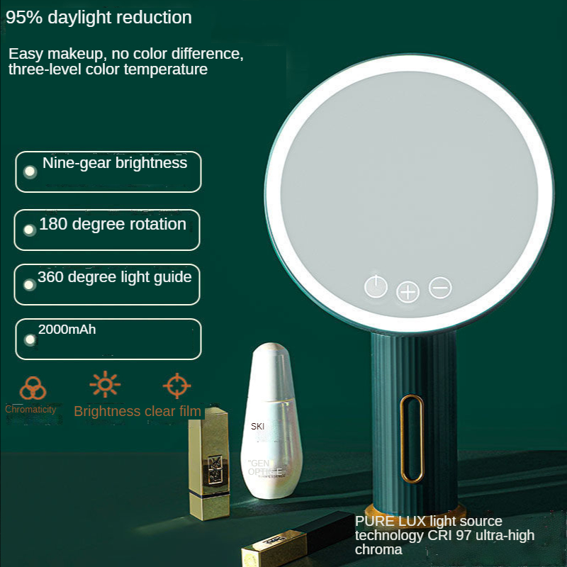 Lusterko kosmetyczne z podświetleniem doprowadziło z lampą komoda akademik ambona ambona netto czerwony świetlny wypełnij światło lustro małe ins wiatr