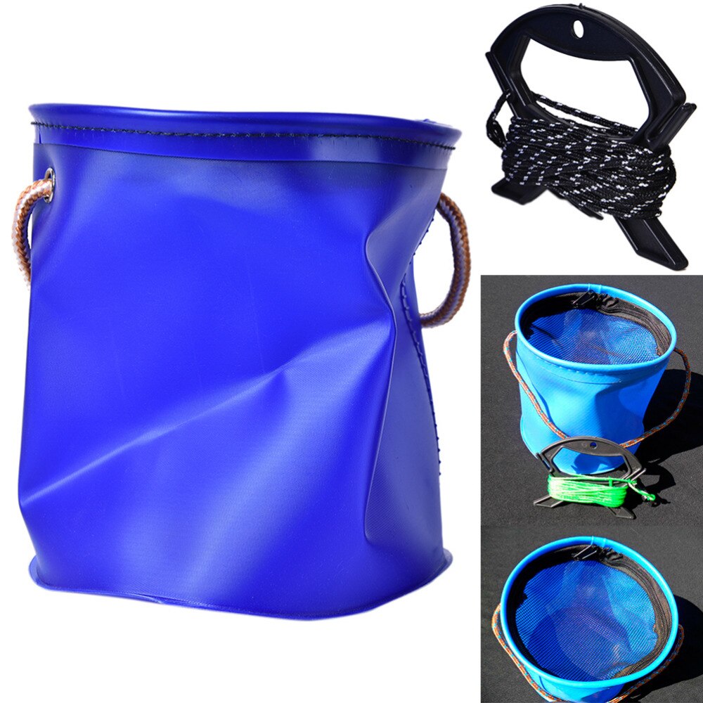 1Pcs Outdoor Fish Tackles Canvas Fishing Bucket Tackle Tools Bag Folding Bucket Portable Camping Hiking