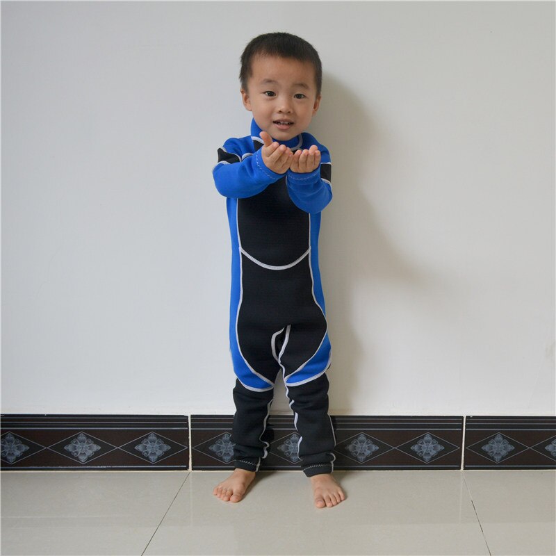 Wyoturn 2.5Mm Terug Zip Volledige Wetsuit Peuter Jongens En Meisjes Dikker Warme Surf Duikpak Kids Zonnebrandcrème Kinderen Duiken nat Pak: Blue / 12weight 40to45kg