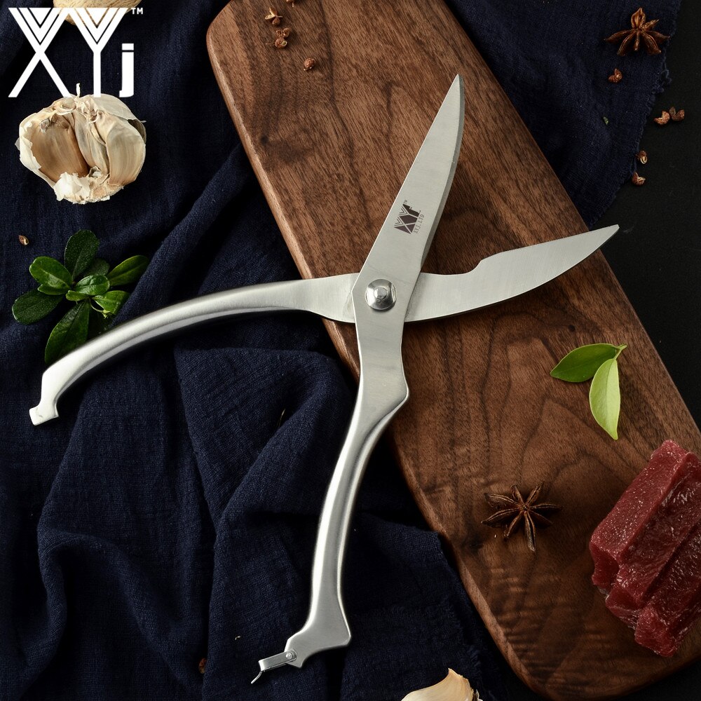 XYj 3Cr13 Stainless Steel Scissors Poultry Kitchen Chicken Bone Scissor With Safe Lock Cutter Cook Tool Shear Cut Duck Fish