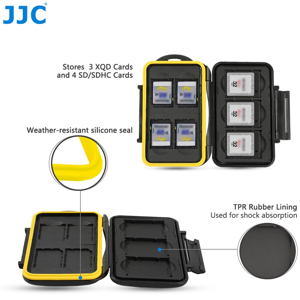 Jjc Waterdichte Xqd Card Case Sd Sdxc Sdhc Kaarthouder Opbergdoos Hard Shell Case Geheugenkaart Bescherming Voor 3 sd + 4 Xqd Kaarten