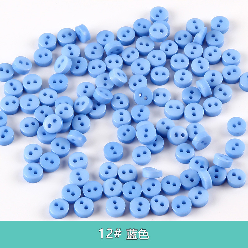 100 Uds. Mini botones de resina de 6mm, accesorios de costura coloridos para ropa infantil, álbum de recortes DIY con dos agujeros: Azul oscuro