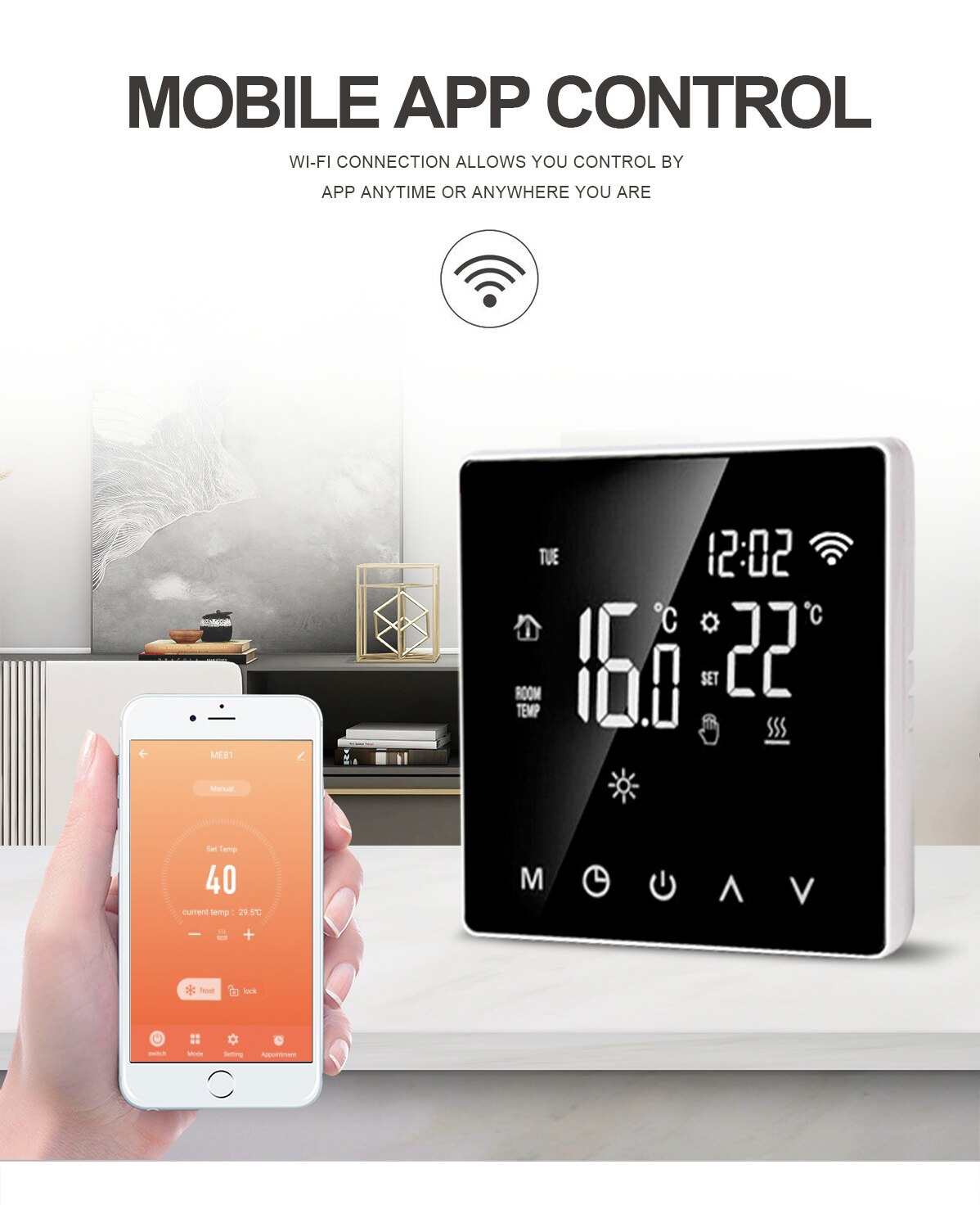 Myuet ME81 Wifi Smart Heating Thermostat LCD Display Voice Control Electric/Water Floor Temperature Controller