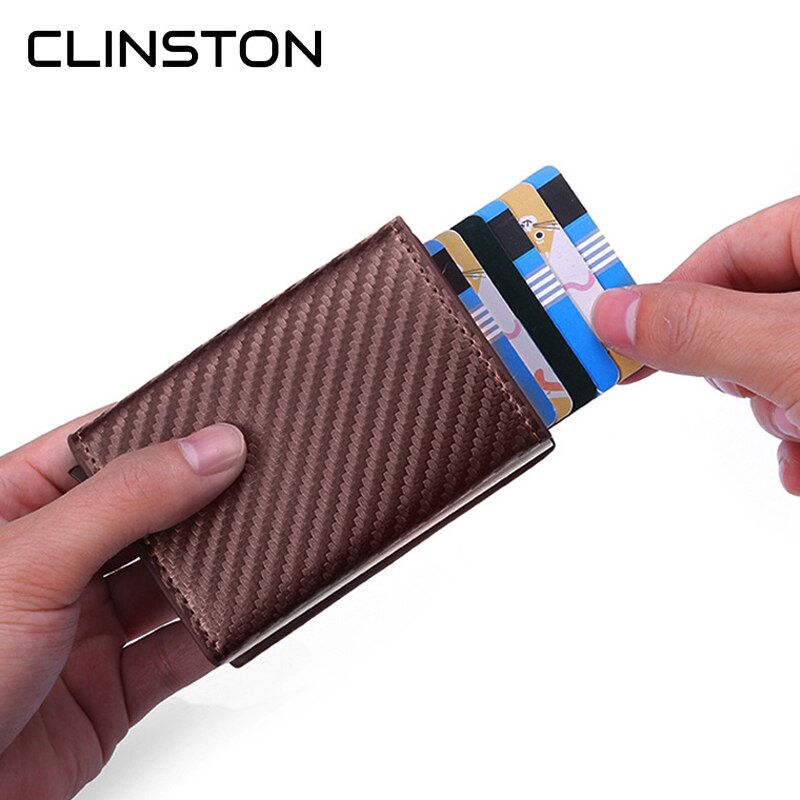 Carbon Fiber Magnet Buckle Aluminum Mini Wallet RFID Blocking Anti-theft Alloy Card Colder Thin Purse for Men