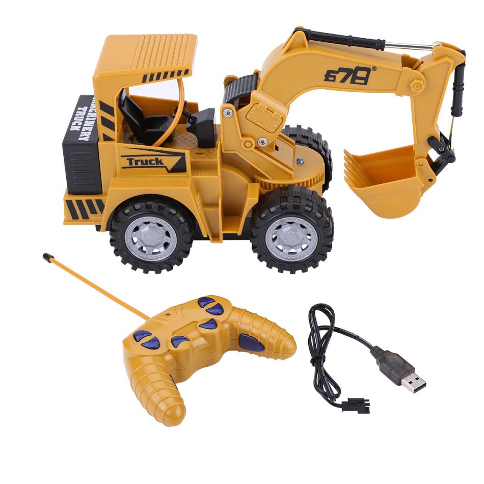 1:24 5 Kanaals Rc Tractor Graver Afstandsbediening Graafmachine Bouw Truck Speelgoed Voor Jongens