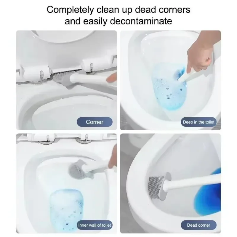 Toilet Brush With Holder Leakproof Soft Toilet Brush Bathroom Wall Mounted Brush