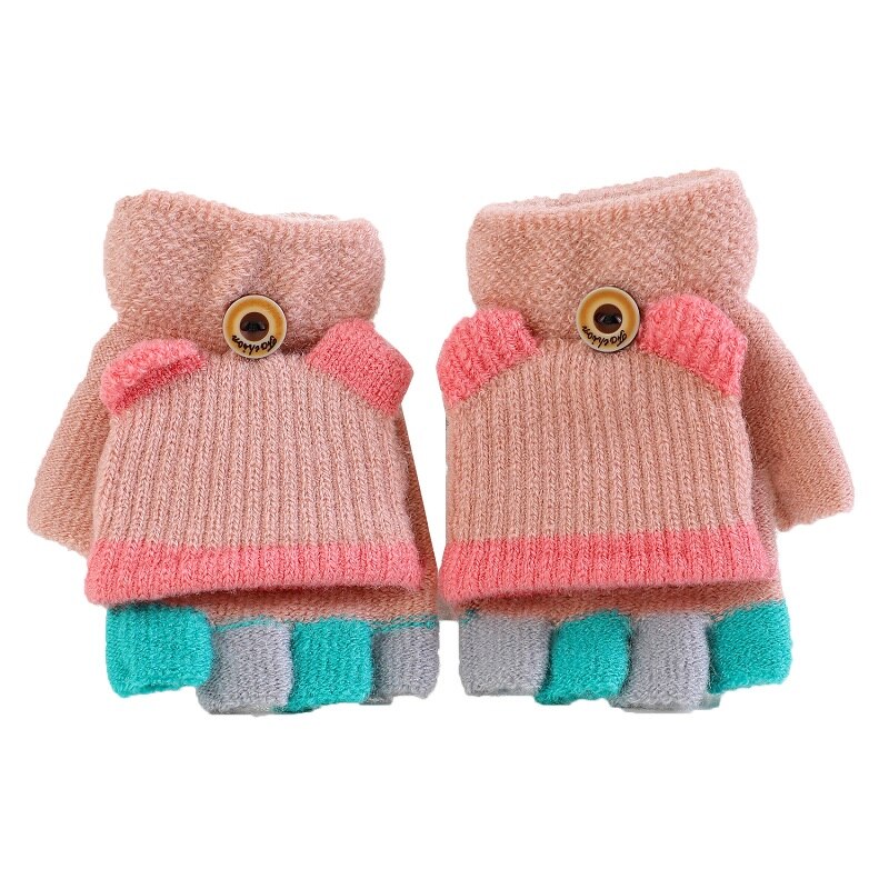 Mode Kindje Handschoenen Winter Warm Meisjes Jongens Stretch Soft Vingerloze/Bedekt Handschoenen