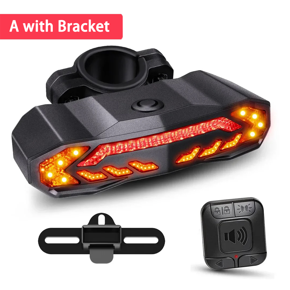 Faro per bicicletta Rockbye con allarme clacson telecomando fanale posteriore per bicicletta impermeabile con indicatore di direzione allarme antifurto per bicicletta: Grigio chiaro