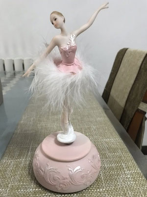 Niebieski dunaj automatyczny obrót różowy baleriny pozytywka biały balet tancerz pióro spódnica dziewczyny prezent ślubny dla gości