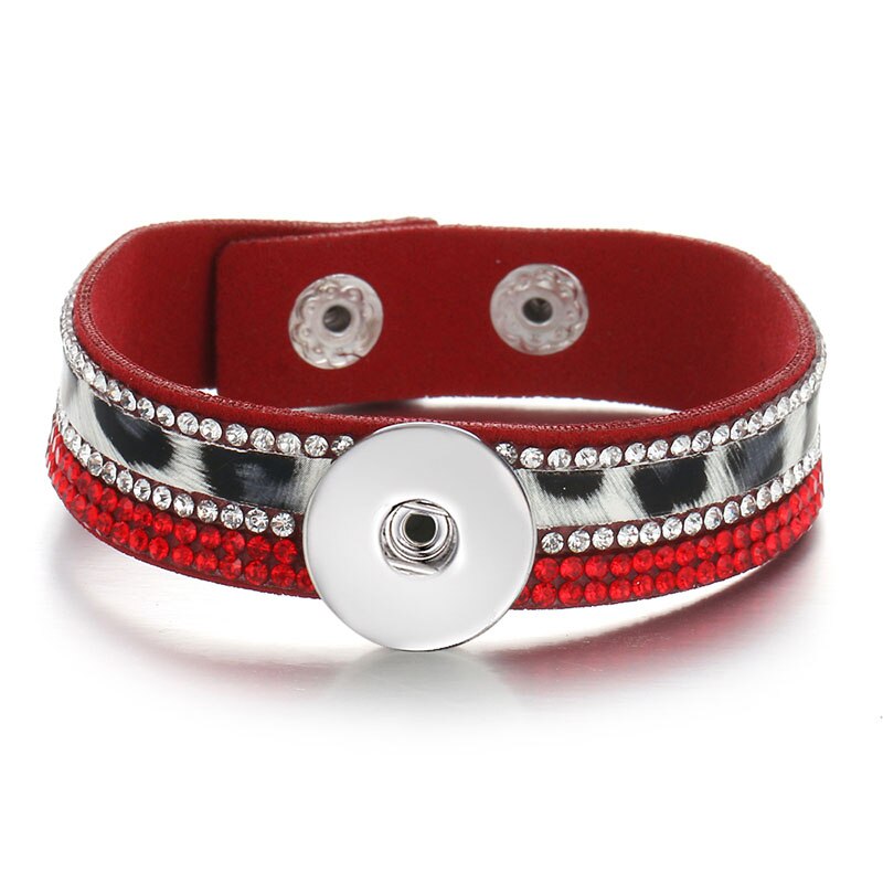 Se0215 pulseira de couro com múltiplas camadas, pulseira em veludo com 18mm, botões de pressão: red