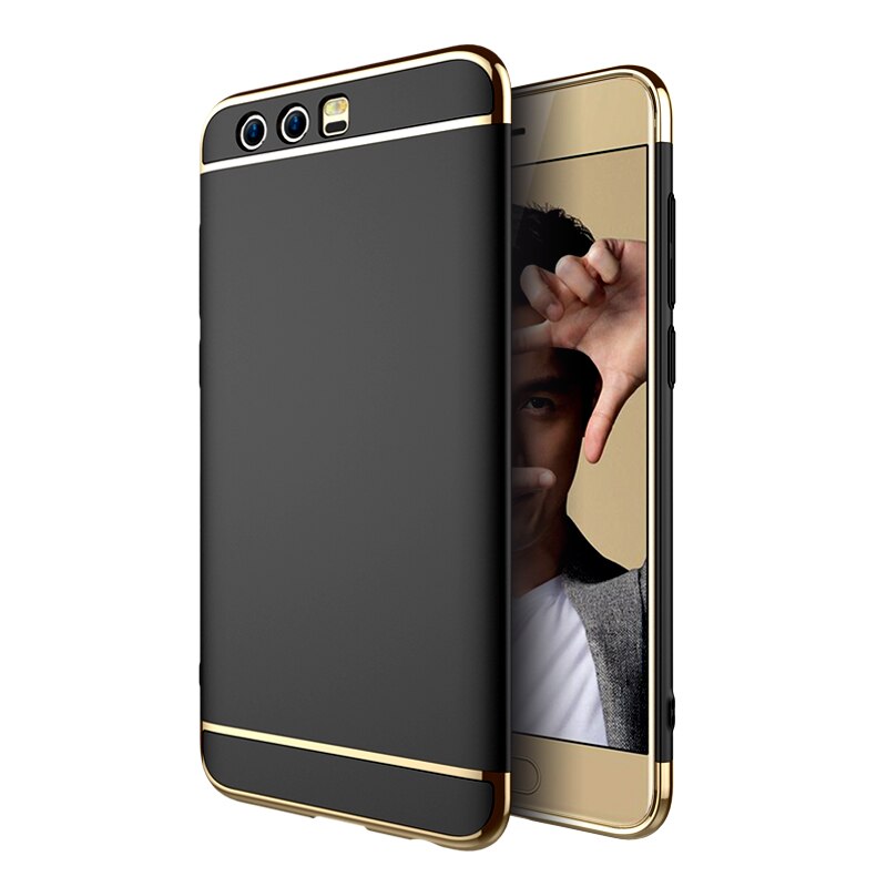 For Huawei Honor 9 Case Luxury Protector Cover on Honor 9 matte capa 3In1 Hard Case on Honor 9 Capa 5.15'' Coque Fundas Cover: Black