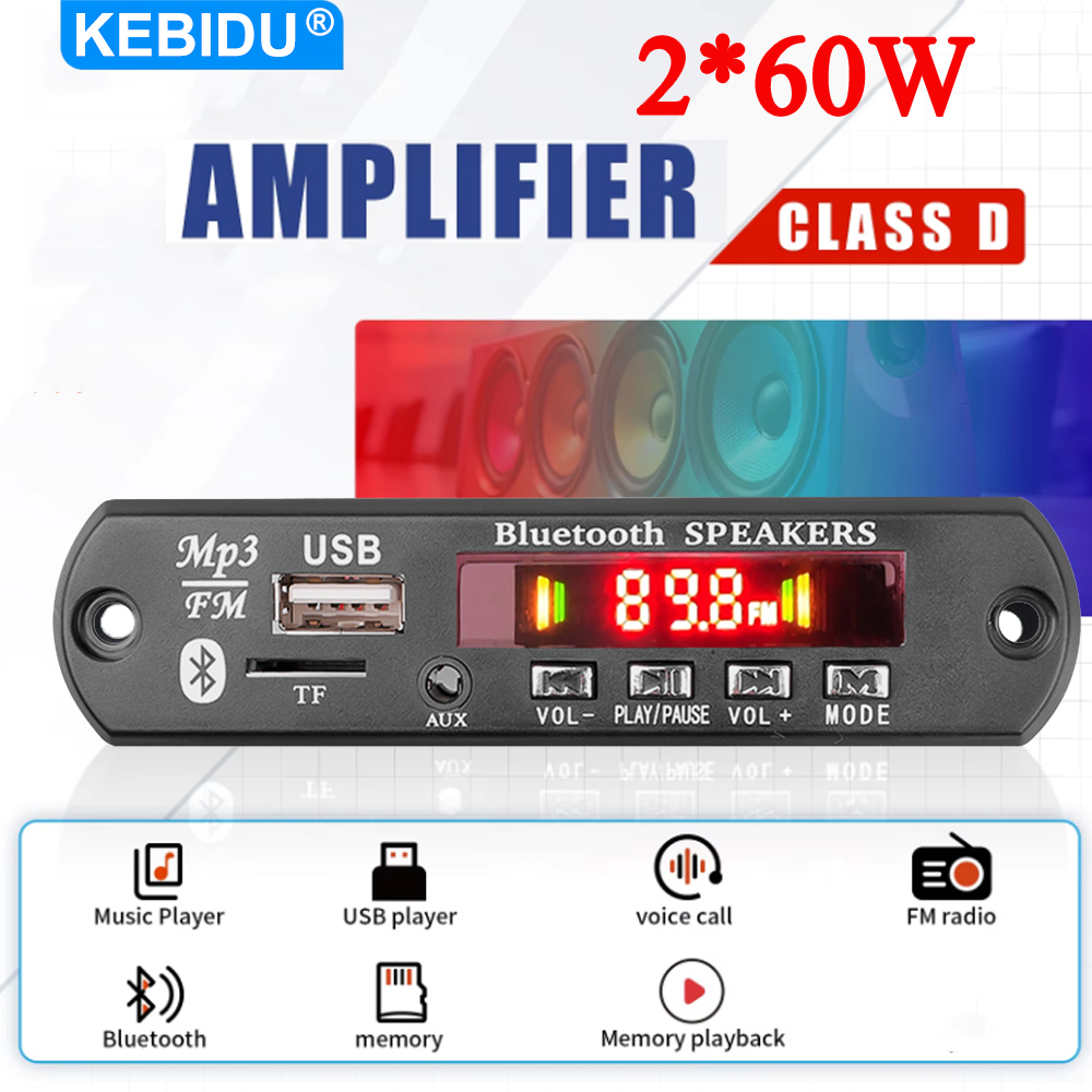 120W 50W Amplificatore Bluetooth 5.0 MP3 WAV Scheda di decodifica DC 12V Wireless Car USB Lettore MP3 Modulo Slot per scheda TF USB FM con telecomando
