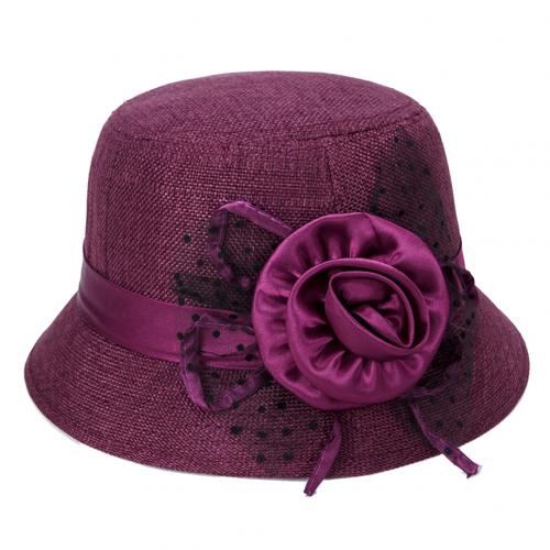 Chapeau avec nœud papillon en maille à pois pour femme, chapeau seau, pare-soleil d'extérieur, , Vintage, à la: Rouge