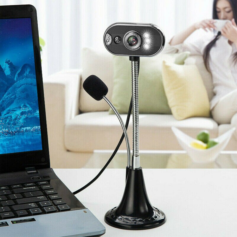 Hd Camera 4-Led Webcam Desktop Computer Pc Video Usb W/Met Microfoon