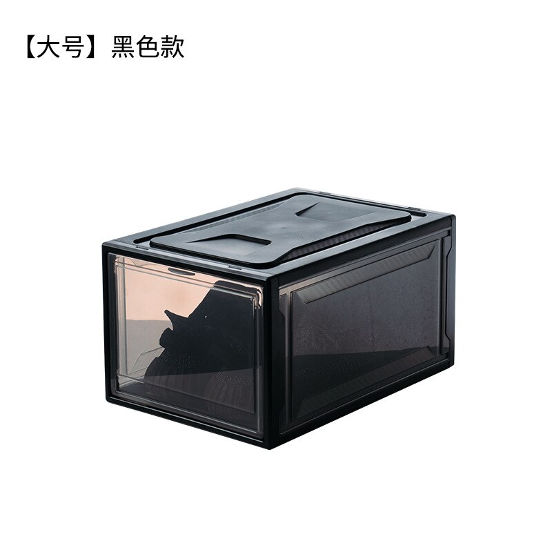 Set up shoe box, clear basketball shoe box, display shoe cabinet, shoe flip box acrylic organizer: Black