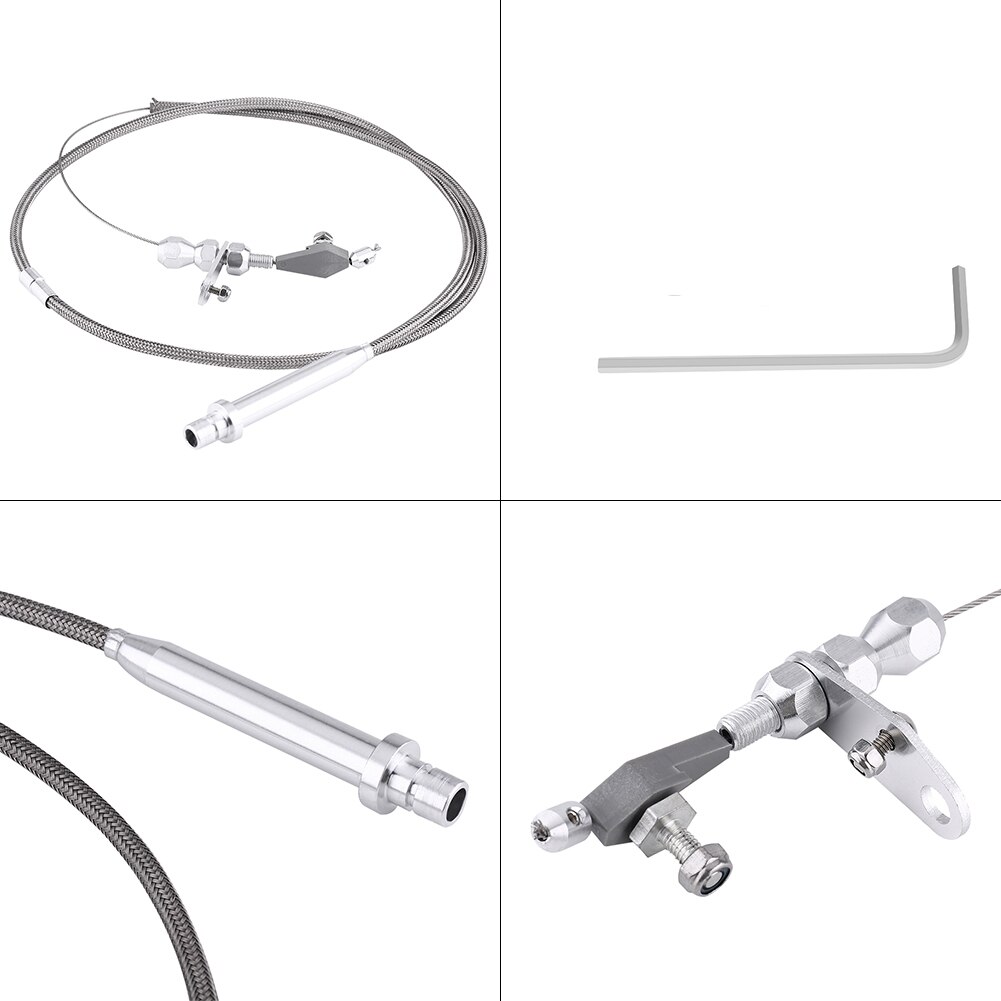 For Chevy TH350 Stainless Steel Braided Transmission Kick Down Cable Detent Kickdown Fit for GM 350 TH350 Transmissions