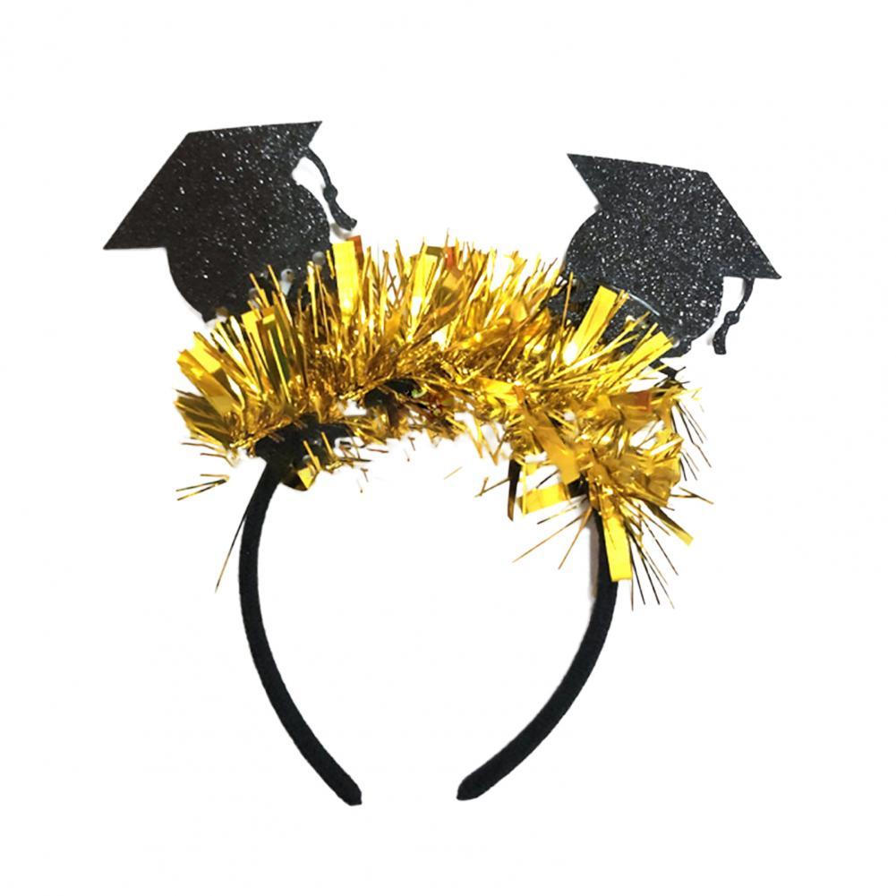 1 Pc 2022 Graduation Hat Head Wear Easy to Use Unbreakable Plastic Assorted Mini Grad 2022 Headdress Party Accessories: Black  Gold