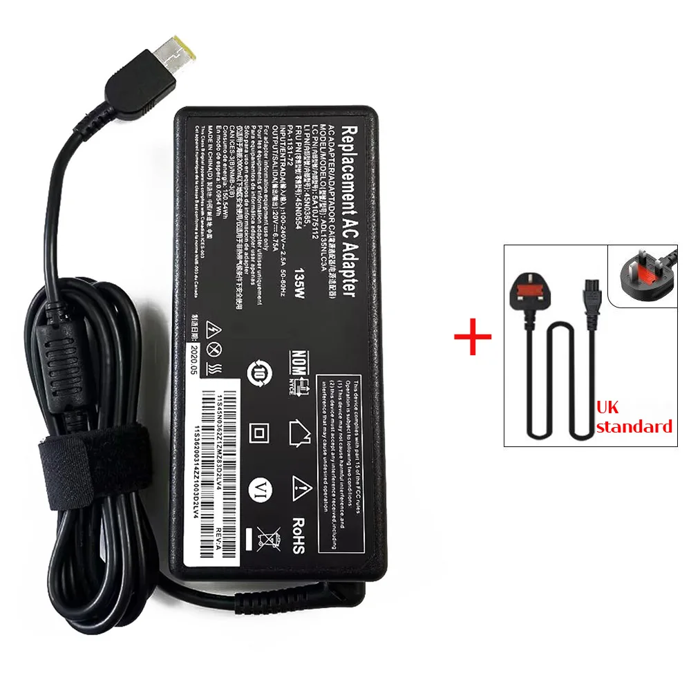 20V 6.75A 135W Laptop Ac Adapter Charger for Lenovo Ideapad Gaming 3 3-15IMH05 3-15ARH05 3-15ACH6 3-15IHU6;X1 Yoga (1st Gen): PURPLE