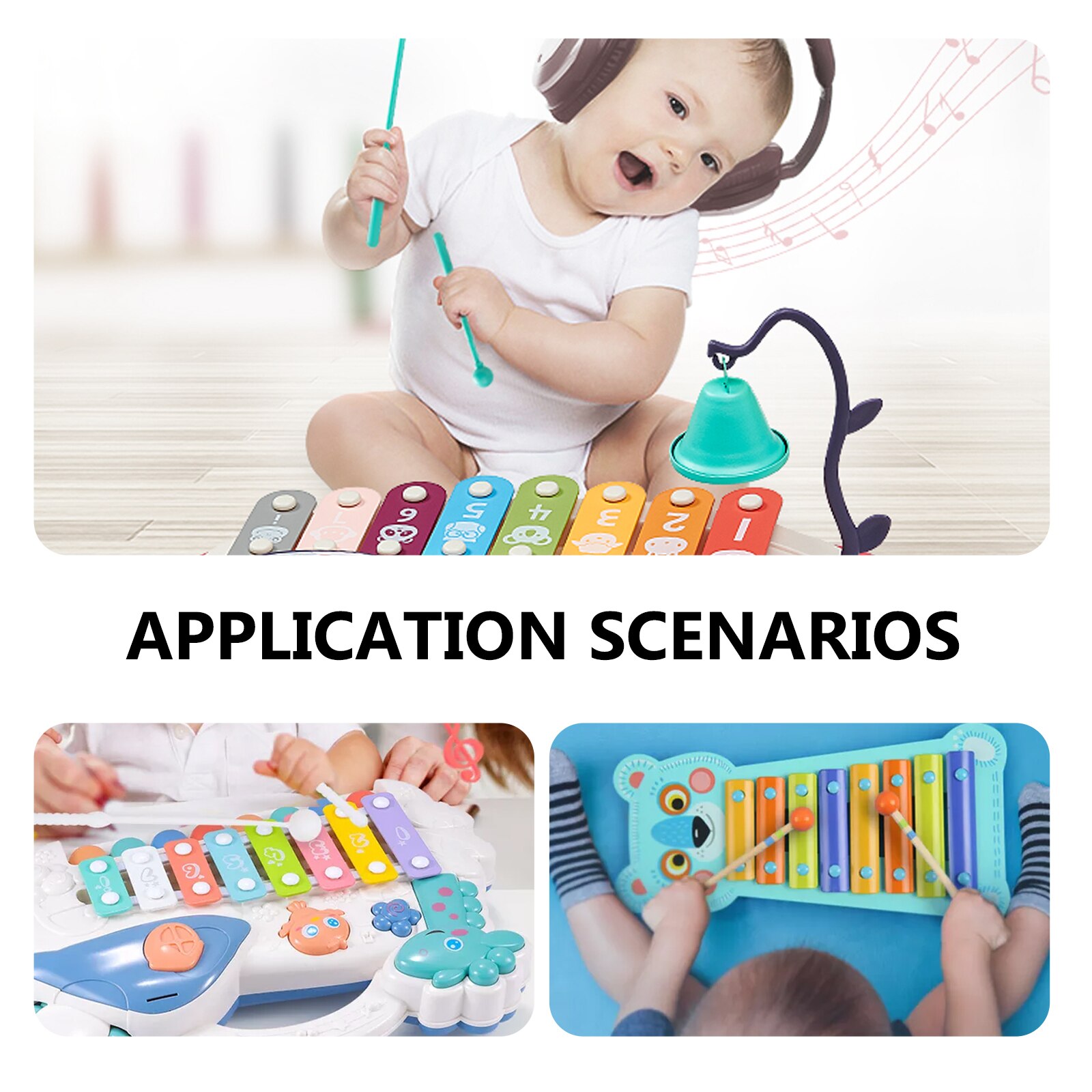 Xilófono portátil, instrumento práctico, juguete para niños pequeños, 1 unidad