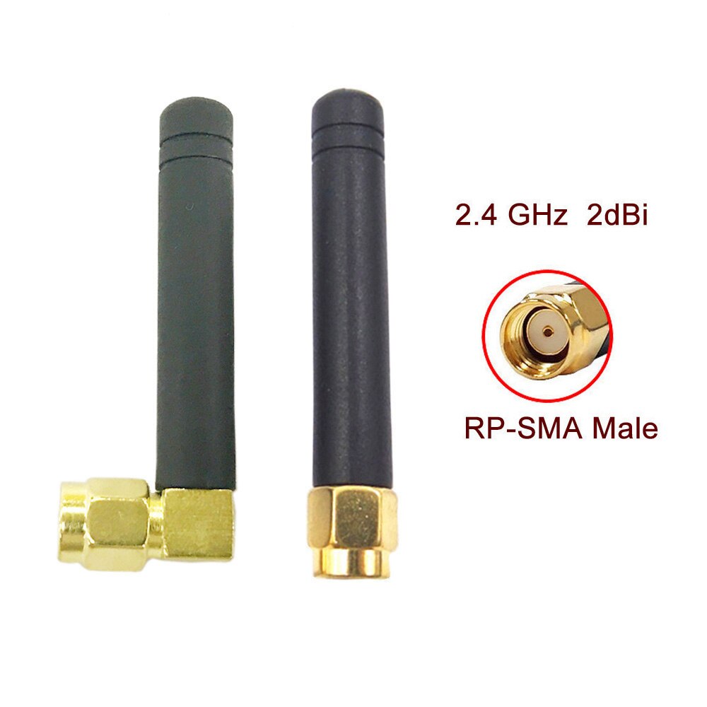 2pcs 2.4 GHz WiFi Antenna 2dBi Aerial SMA/RP-SMA Male Connector 2.4GHz Antenna Wifi Antenne For Wireless Router Wifi Booste: RP-SMA Male / Right Angel
