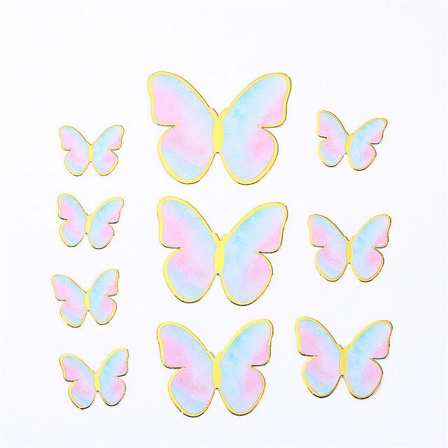 Décoration de gâteau en forme de papillon à faire soi-même, Toppers de Cupcake, papier violet et rose, carte papillon, déesse de la fête des mères, beau décor de gâteau, 10 pièces: E