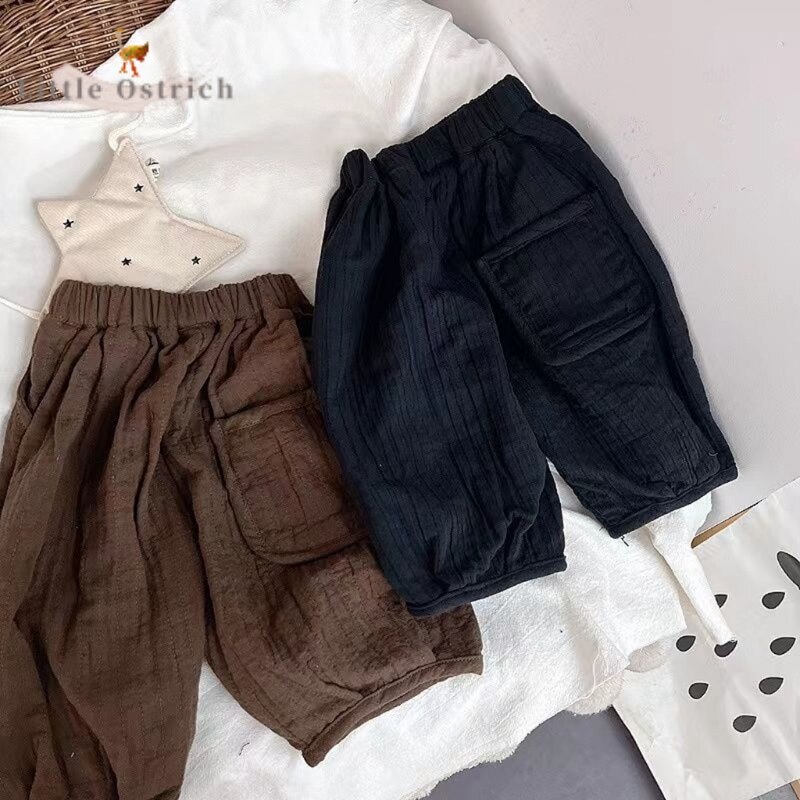 Baby Girl Boy pantaloni larghi in cotone e lino neonato bambino primavera estate pantaloni vita media fondo vestiti per bambini 12M-7T