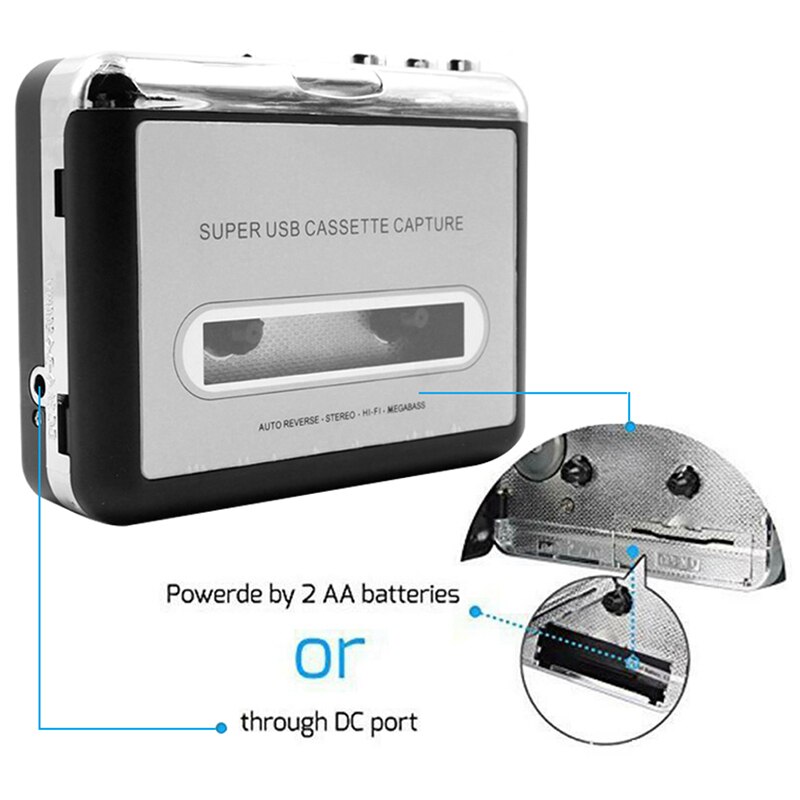 USB Cassette Player Tape to MP3 Converter Capture Adapter Audio Music Player Tape USB Cassette Recorder & Player