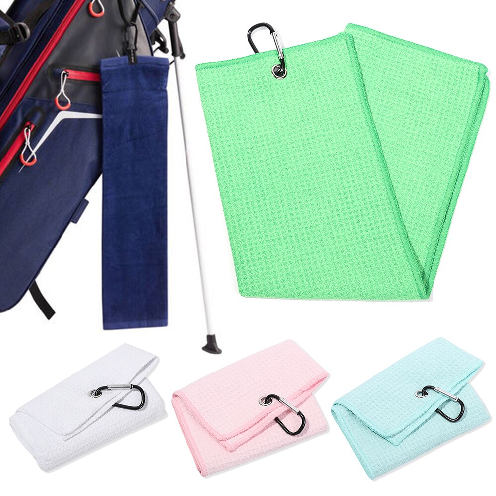 1PC Pure Color Towel Microfiber Cotton Golf Towel With Carabiner Hook Cleans Clubs Golf Towel Hands Cleaning Towels 30*50cm