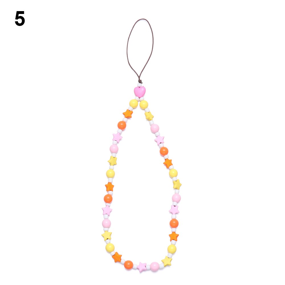 Zomer Kleurrijke Zachte Klei Mobiele Telefoon Keten Lanyards Voor Vrouwen Meisjes Bohemen Smile Pearl Touw Voor Telefoon Case Opknoping koord: Type 5