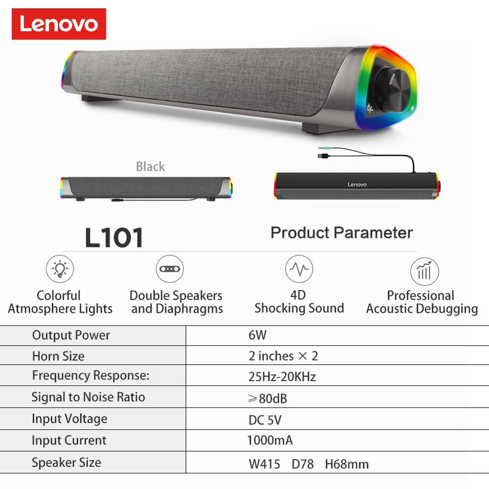 Lenovo L101 Desktop Speaker Stereo Muziek Surround Subwoofer Speaker Voor Macbook Laptop Notebook Pc Speler Bedraad Luidspreker