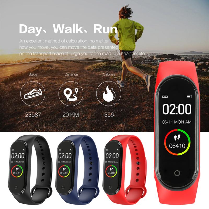 M4 banda inteligente rastreador de fitness relógio esporte pulseira freqüência cardíaca monitor de pressão arterial smartband saúde fitness rastreador