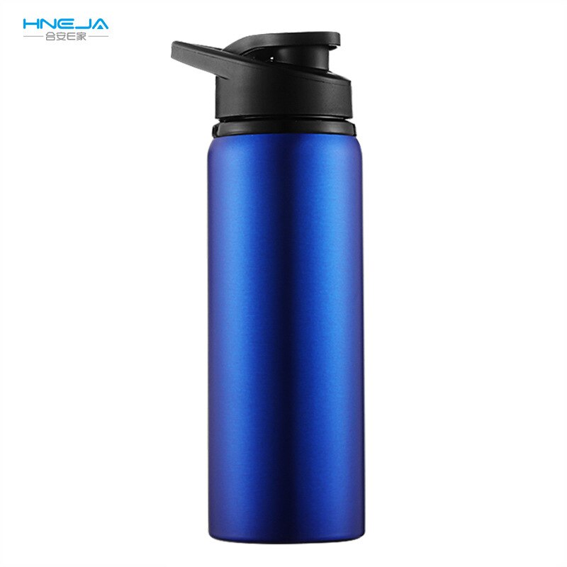 Sport vandflaske, kop i rustfrit stål, bærbar lækagesikker rejse udendørs direkte drikkeligt foldbart låg med håndtag: Blå