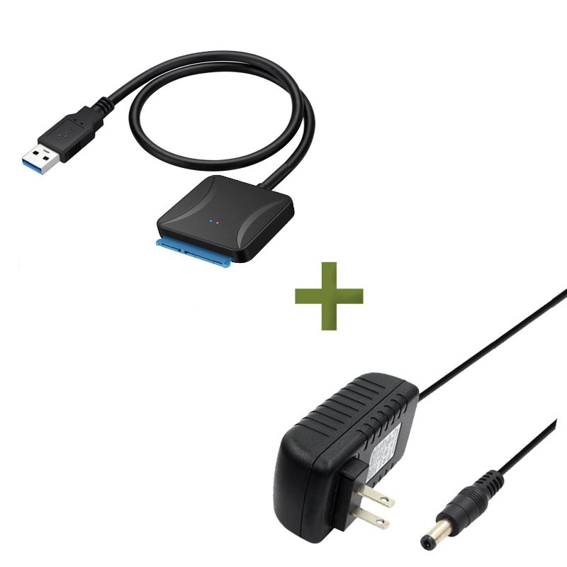 USB 3.0 To Sata Cable For SATA III 3.5 2.5 Inch External HDD SSD Hard Drive Easy Drive Cable DC5.5 12V 2A Power Adapter: Red