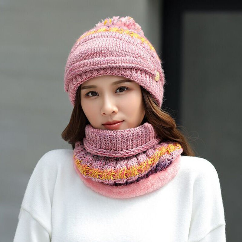 Neue Winter Plus samt gestrickte Hütte, schal, maske, drei-stück anzug, reiten winddicht gesicht und ohr schutz dicken woll Hütte