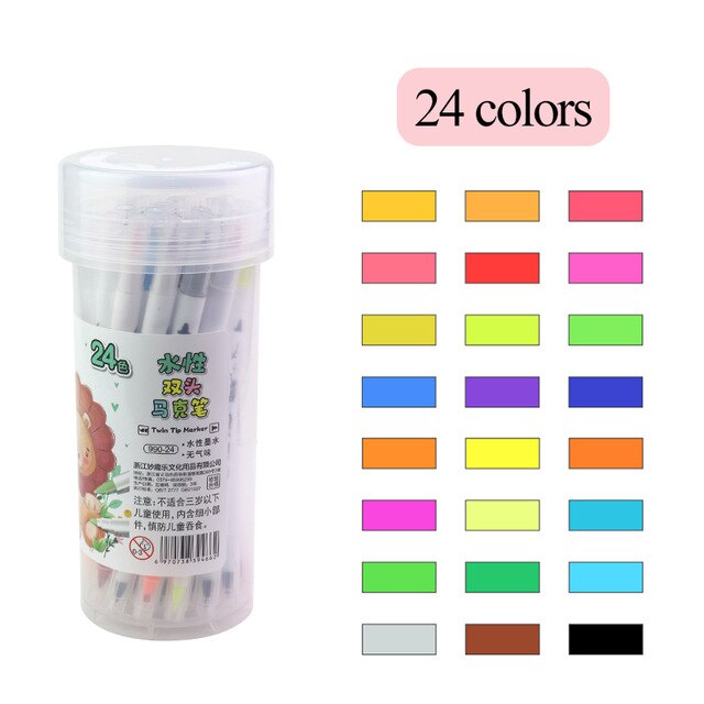 48/60/72/80/100/120 kolory profesjonalne podwójne głowy pędzle do akwareli Pen Art markery rysunek szkic Manga miękka szczotka Marker: 990-24colors