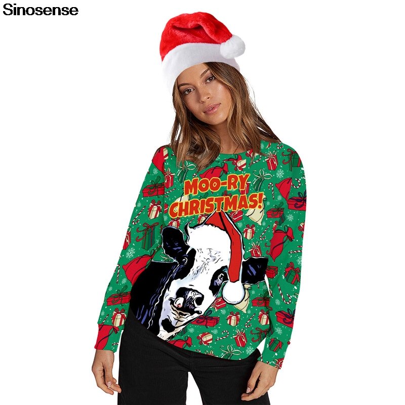 Ugly Christmas Sweater 3D Cows Printed Party Xmas Sweaters Tops Men Women Long Sleeve Hoodie Sweatshirt Pullover Jumpers