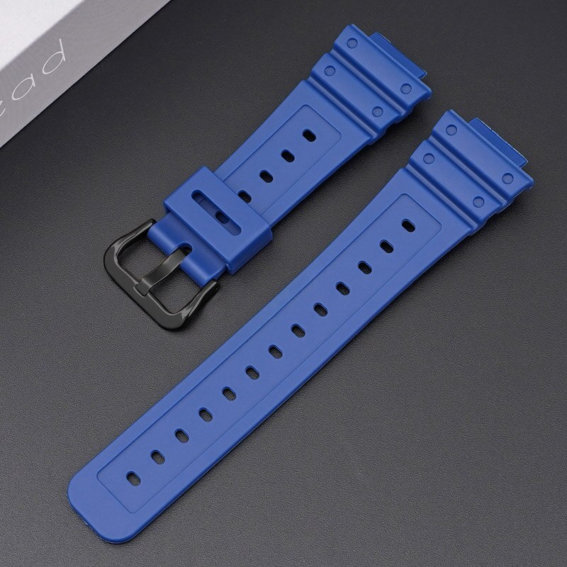 Bracelet de montre en caoutchouc pour Casio AQ-S810W/S800W AE-1000W SGW-400H/300H/500H W-735H, Silicone noir, boucle ardillon: Dark Blue 02