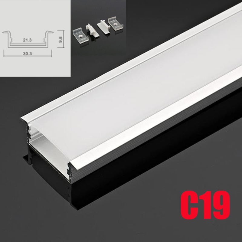 C19 5 Sets 50cm U Shape Recess LED Aluminum Channel System With Diffuse Cover End Caps Aluminum Profile for LED Bar Lights