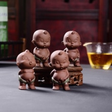 Tea Pets Ornament Chinese Folk Art Purple Clay Home Decoration Figurines Little Monk Baby Boy Spray Pee Crafts