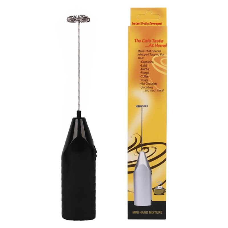 Milk Foamer Coffee Whisk Mixer Electric Blender Egg Beater Mini Frother Handle Stirrer Cappuccino Maker Cooking Tool (1 Pack): Black