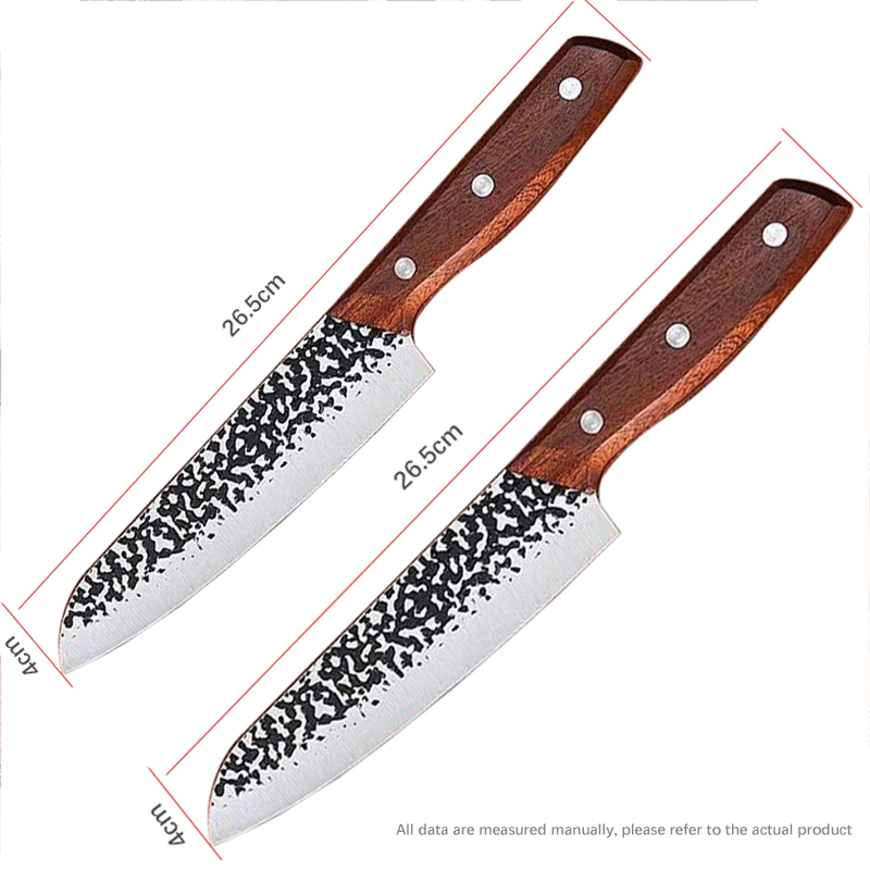 YUHS Traditional Handmade Forged Kitchen Knife Hammer Stainless Steel Chef's Chopper Cooking Knives Wooden Meat Slicer: product 1