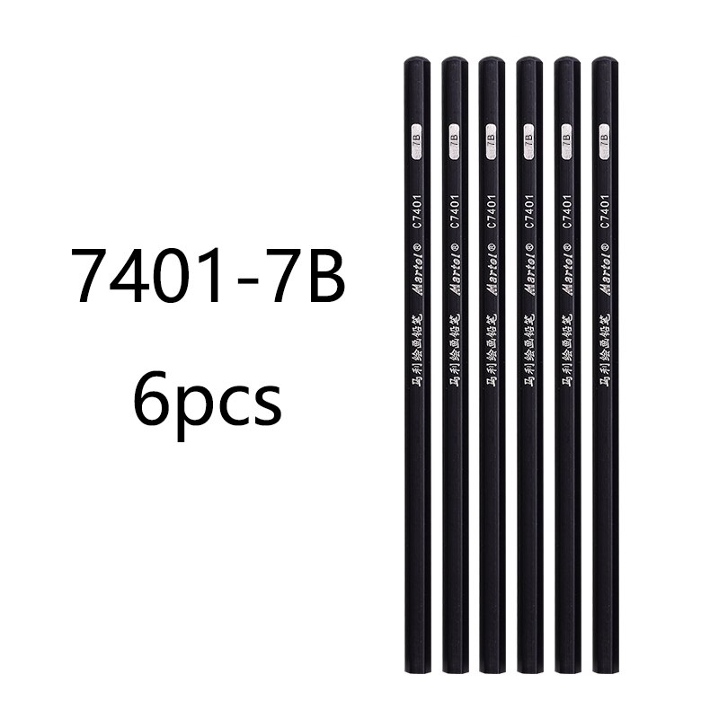 6/3 pcs Drawing Charcoal Pencil Painting 2H-8B 10B 12B Lead Level Honed 14B for Beginners Soft Neutral Hard: 6 pcs 7401-7B