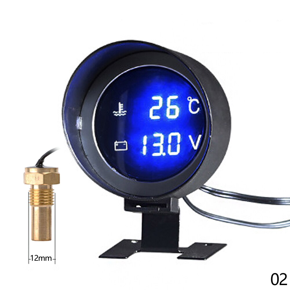 12/24V Auto Led Digitale Voltmeter Water Temperatuurmeter Meter &amp; 10/12/14/16/17/21Mm Sensor Universele Voertuigen Digitale Gauge: 12mm