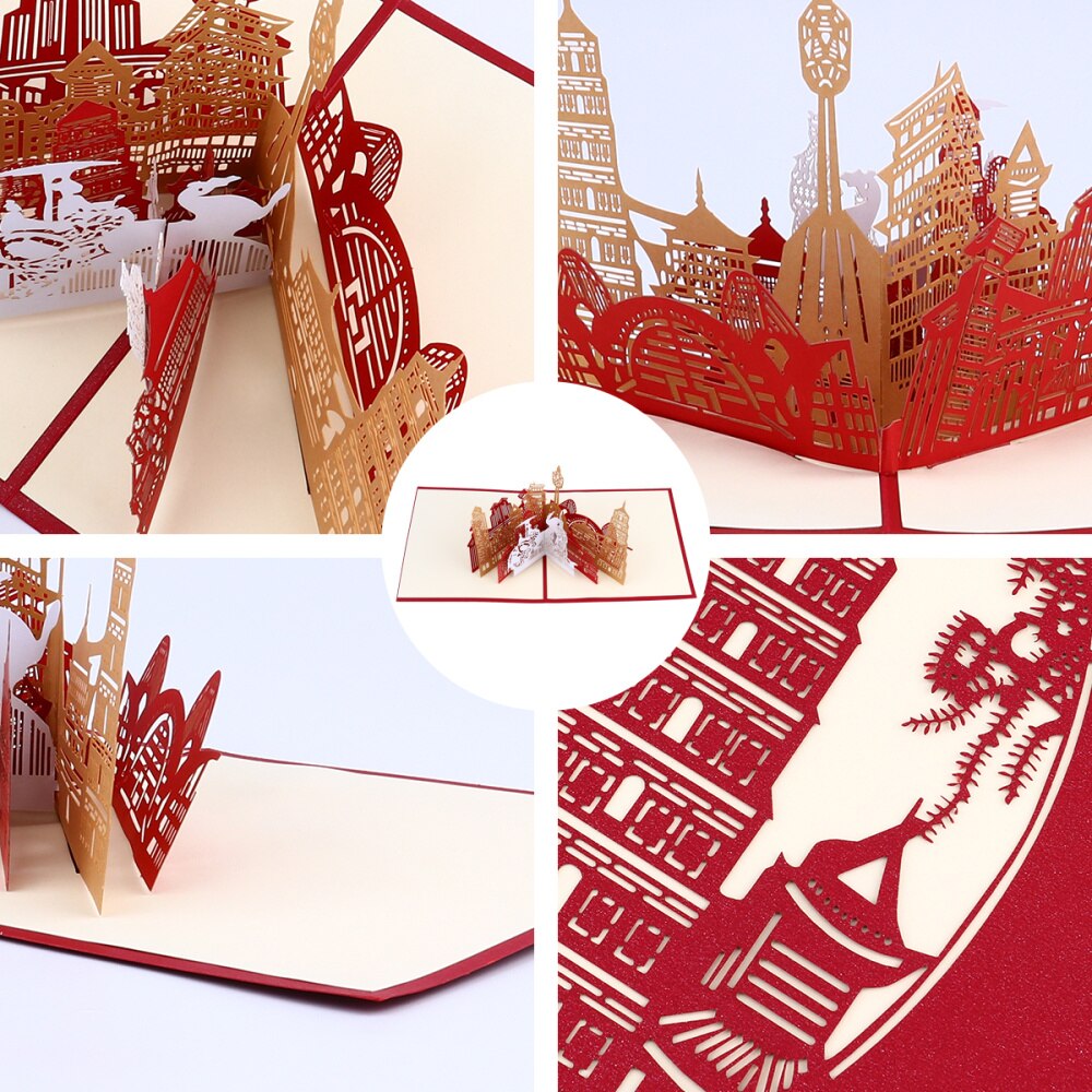 1 Pc Wish Card Card Festive Card Handmade Red Carved Card Invitation Card for Wedding Travel