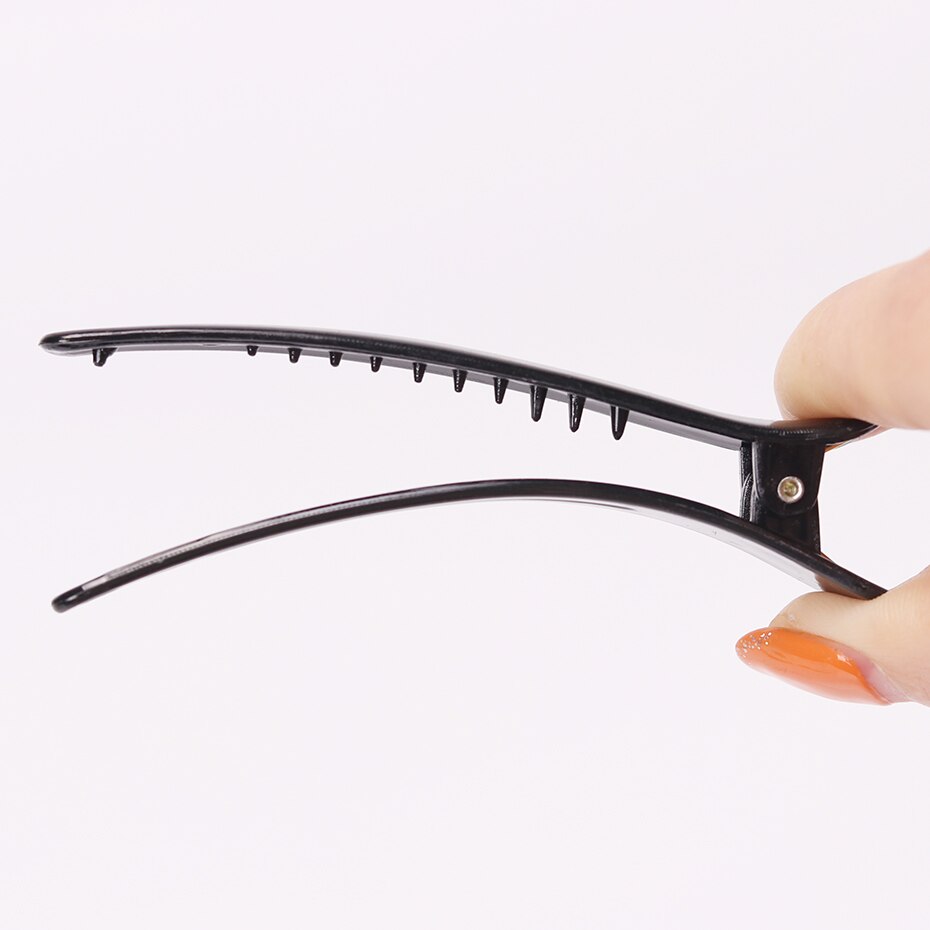 10 Uds horquillas profesionales de peluquería de plástico negro pinza de pelo de cocodrilo de una sola punta DIY herramientas de para cuidado del cabello