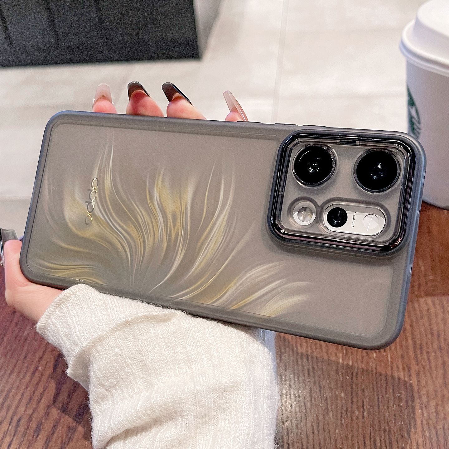 For OPPO Reno 14 13 Pro 14F 13F Case Transparent TPU -proof Cover For OPPO Reno14 13 Pro 14 13 F Funda: Cotton / black