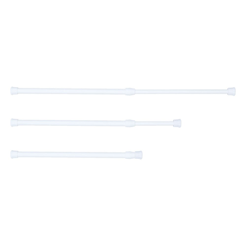 3pcs Extendable Cupboard Bars Tensions Rod Spring Curtain Rod Adjustable Width 11.8-20 Inches (White): White